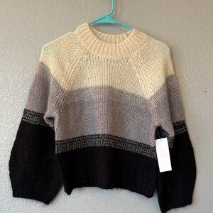 Spiritual Gangster Cream, Gray, and Black Sweater